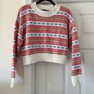 Wild Fable Pink and White Patterned Sweater